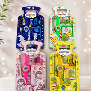 (S-015) (MOQ - 4 Pcs) 7 Pcs Stationery set with Watch & Purse – School Supplies Combo