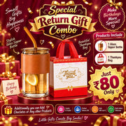 (BRC-012) (MOQ: 30 Pcs) Return Gift Combo with Glass Sipper Bottle and Thankyou Bag