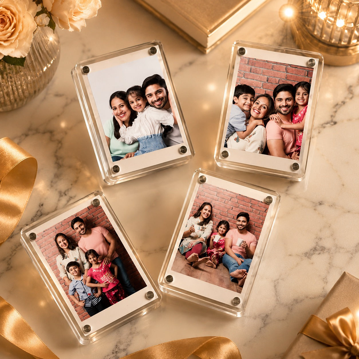 (G-043) (MOQ: 4 Pcs) Magnetic Acrylic Photo Frame – Clear Double-Sided Frame for Photos