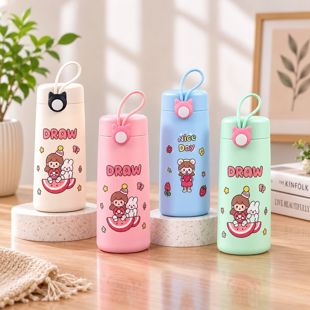 (B63) (MOQ: 2 Pcs) Aimeng Cup Glass Water Bottle 300 ML – Stylish Compact Bottle