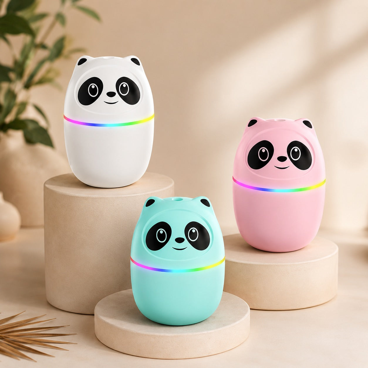(HL-027) Panda Aroma Air Freshener with RGB LED Light -USB Rechargeable