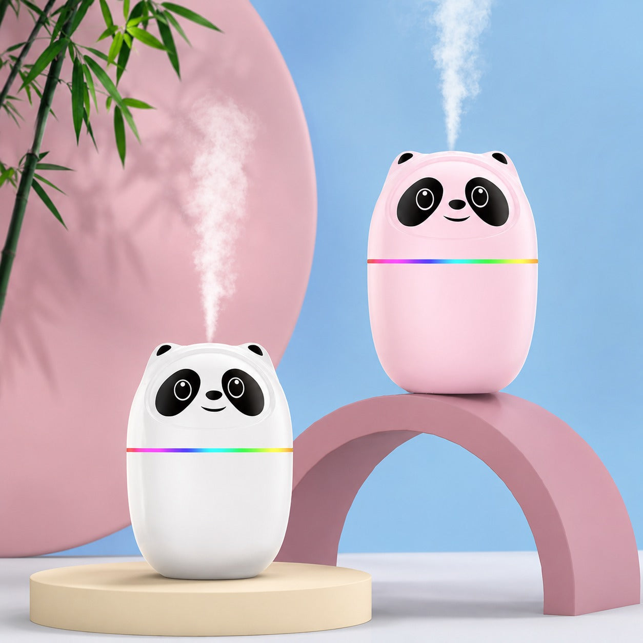 (HL-027) Panda Aroma Air Freshener with RGB LED Light -USB Rechargeable