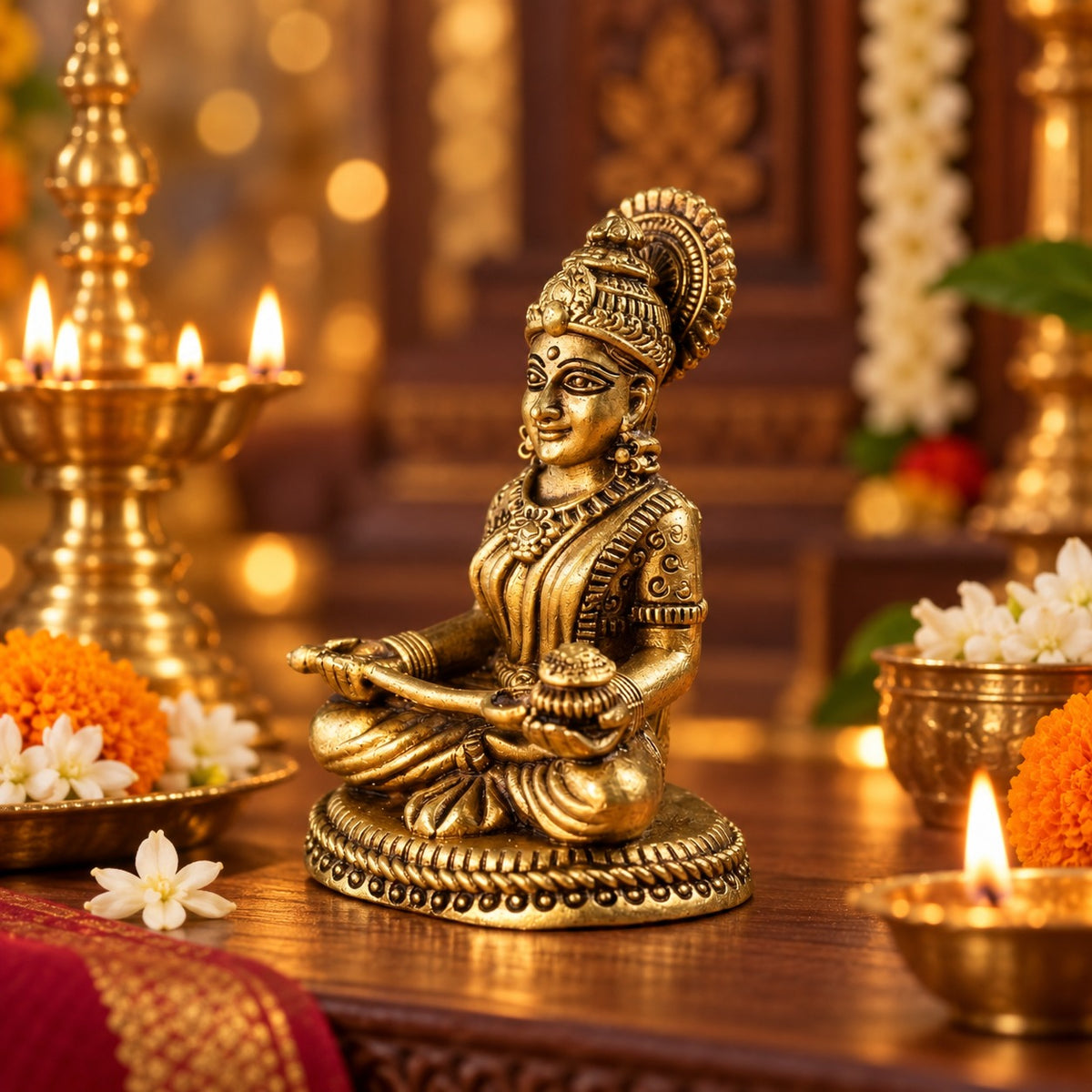 (MG20) (MOQ: 30 Pcs) Brass Annapurna Devi Mini Idol for Pooja and Decorative Showpiece