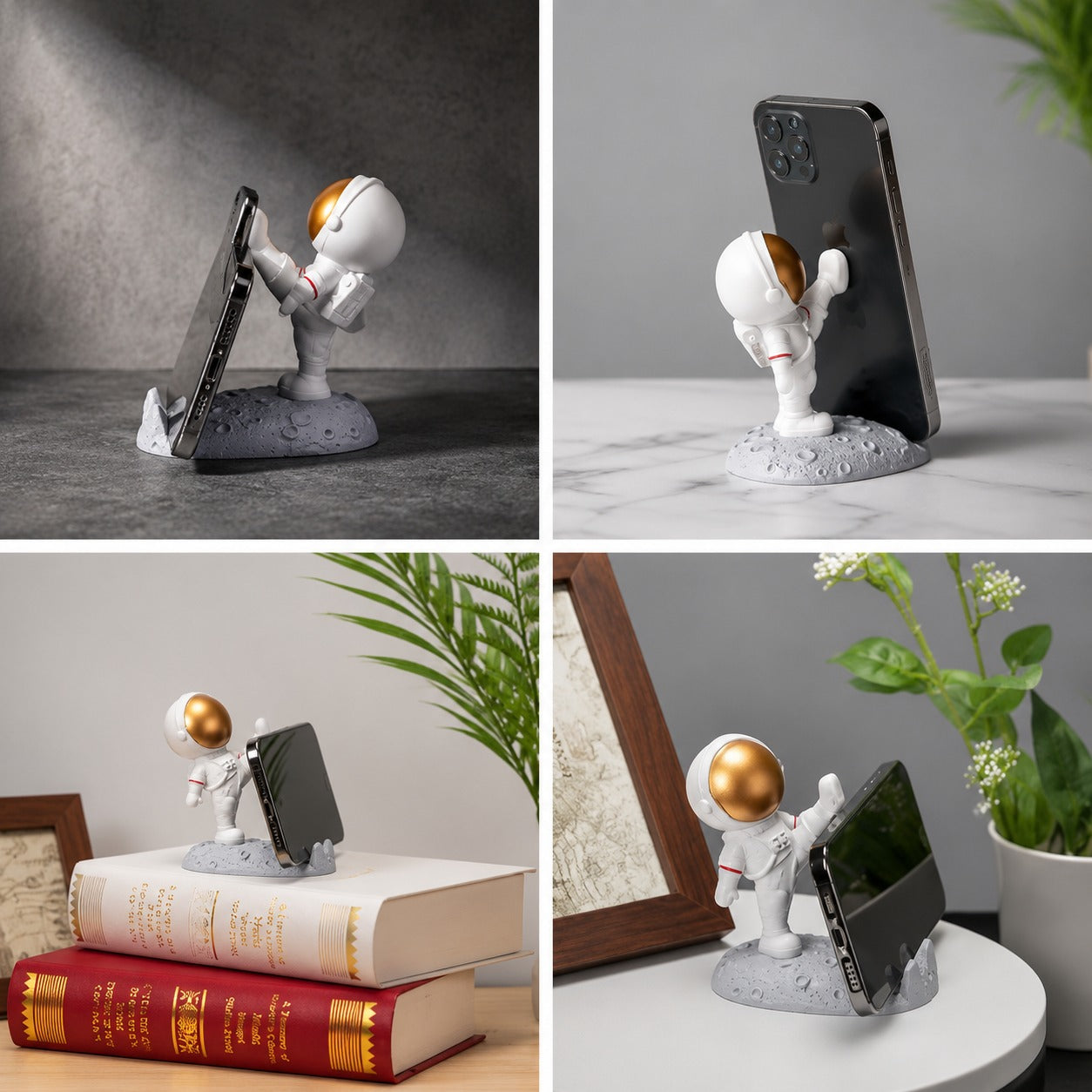(M-004)  (MOQ: 4 Pcs) 3D Astronaut Mobile Phone Stand – Spaceman Desk Holder