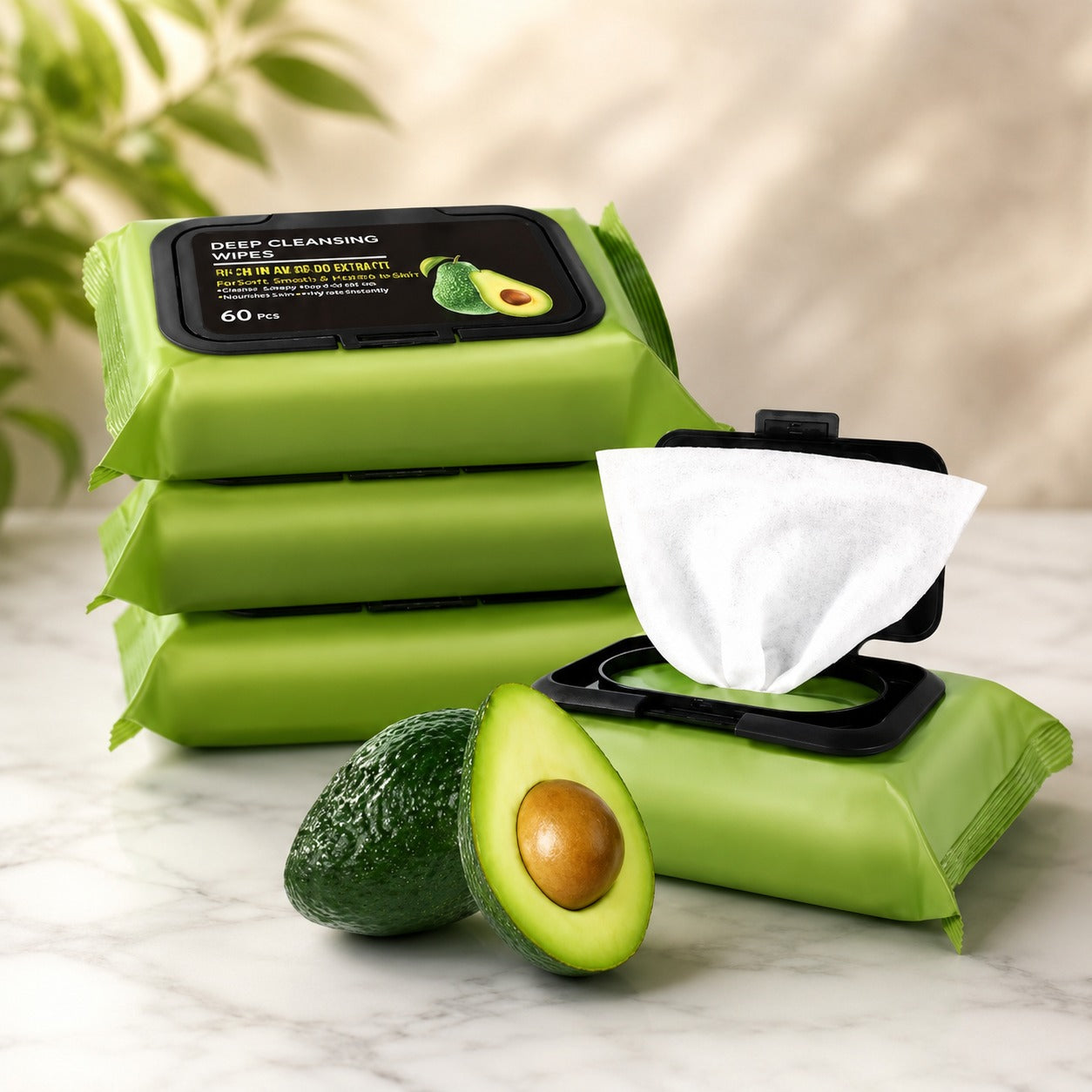 (SC-014) (MOQ: 4 Pcs) Avocado Infused Makeup Remover Wipes – Cleansing Facial Towel