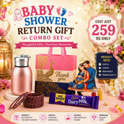 (PRC3) (MOQ: 30 Pcs) Baby Shower Return Gift Combo – Bottle, Gift Bag, Bangles, Chocolate & Kumkum Haldi