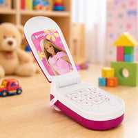 (T42) (MOQ: 4 Pcs) Barbie Kids Mobile Cell Phone Toy with Lights & Ringtones