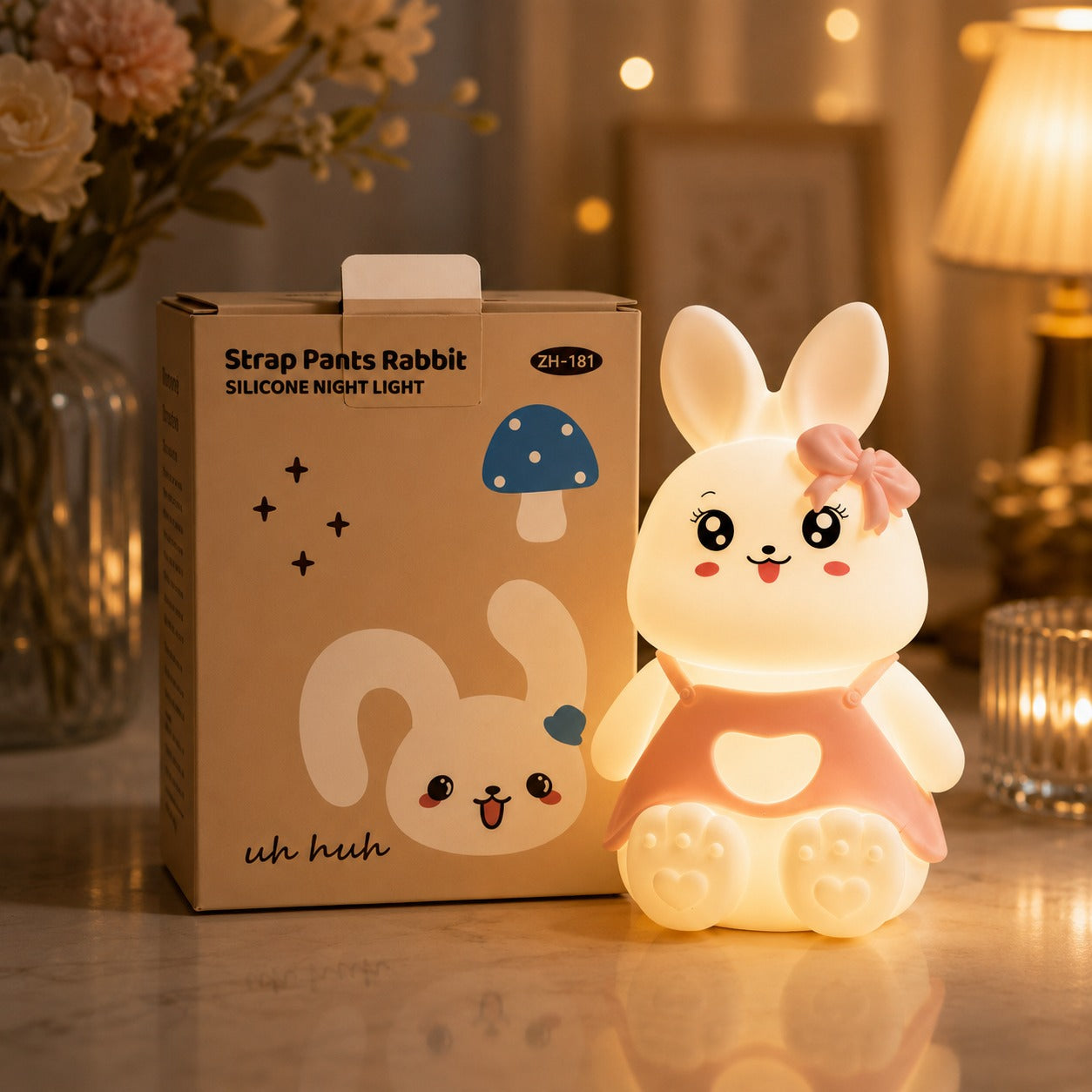 (LI-018) Big Kitty LED Night Lamp – Cute Silicone Touch Lamp with Color Changing Light