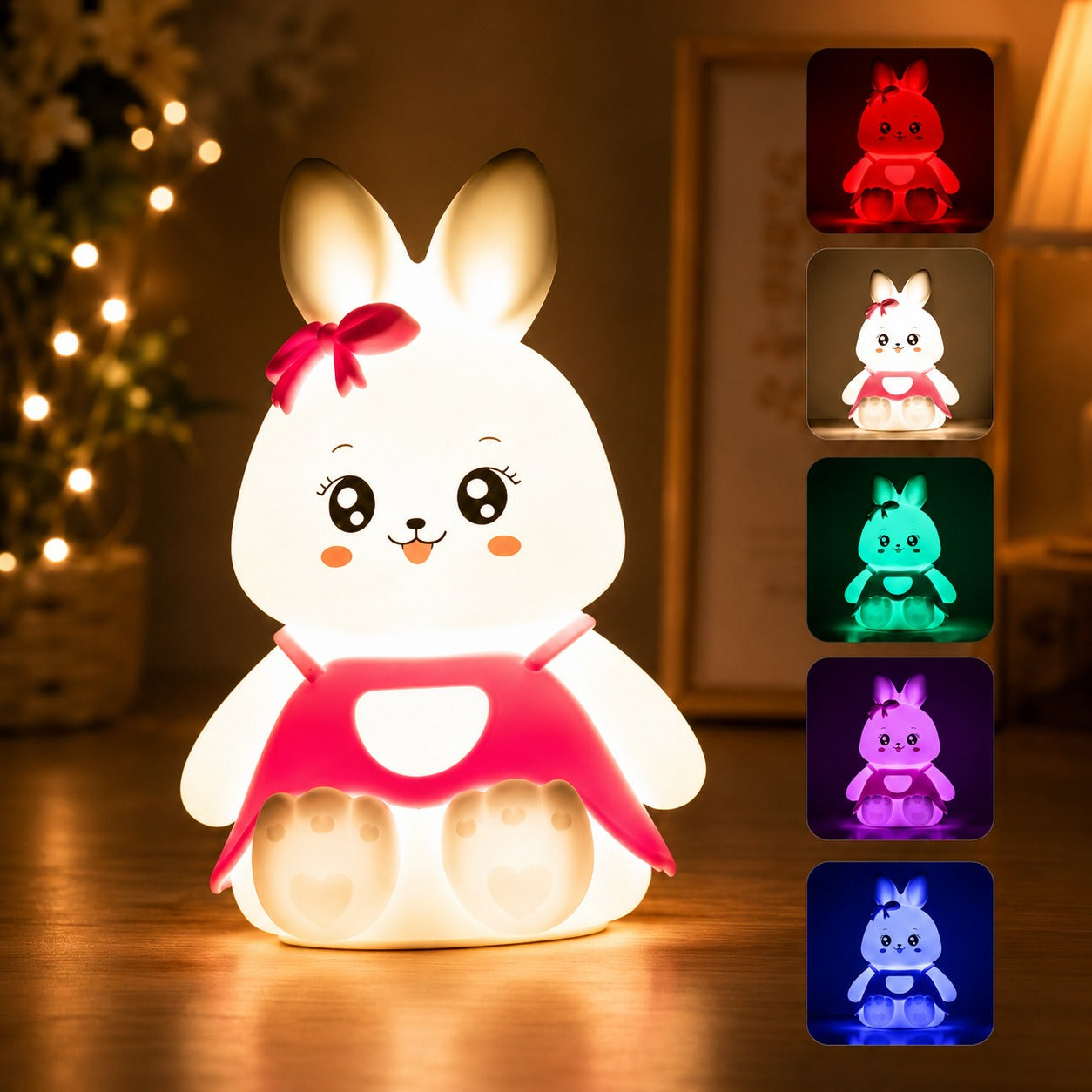 (LI-018) Big Kitty LED Night Lamp – Cute Silicone Touch Lamp with Color Changing Light