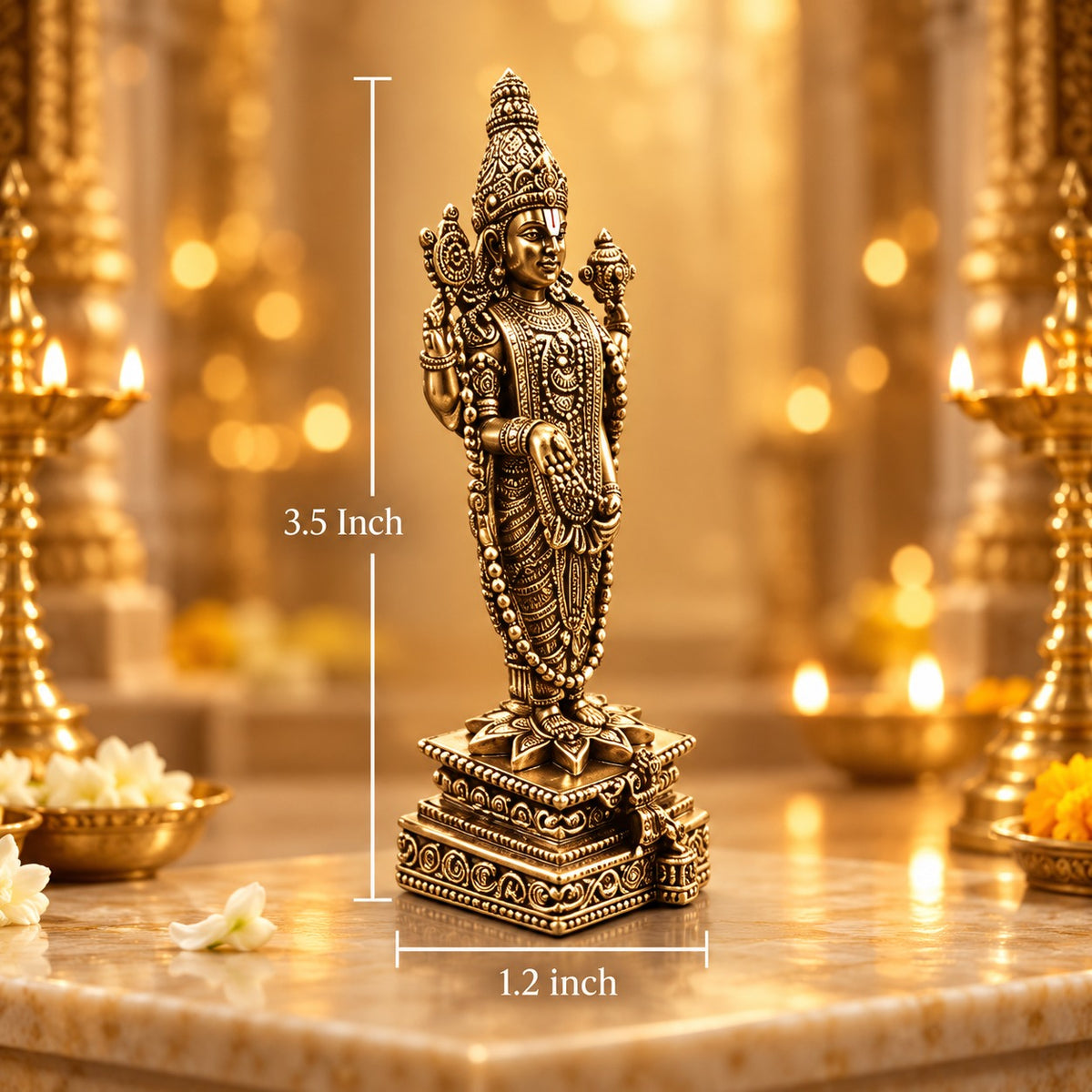 (MG24) (MOQ: 30 Pcs) Large Brass Lord Venkateswara Balaji Idol Statue for Pooja and Decor