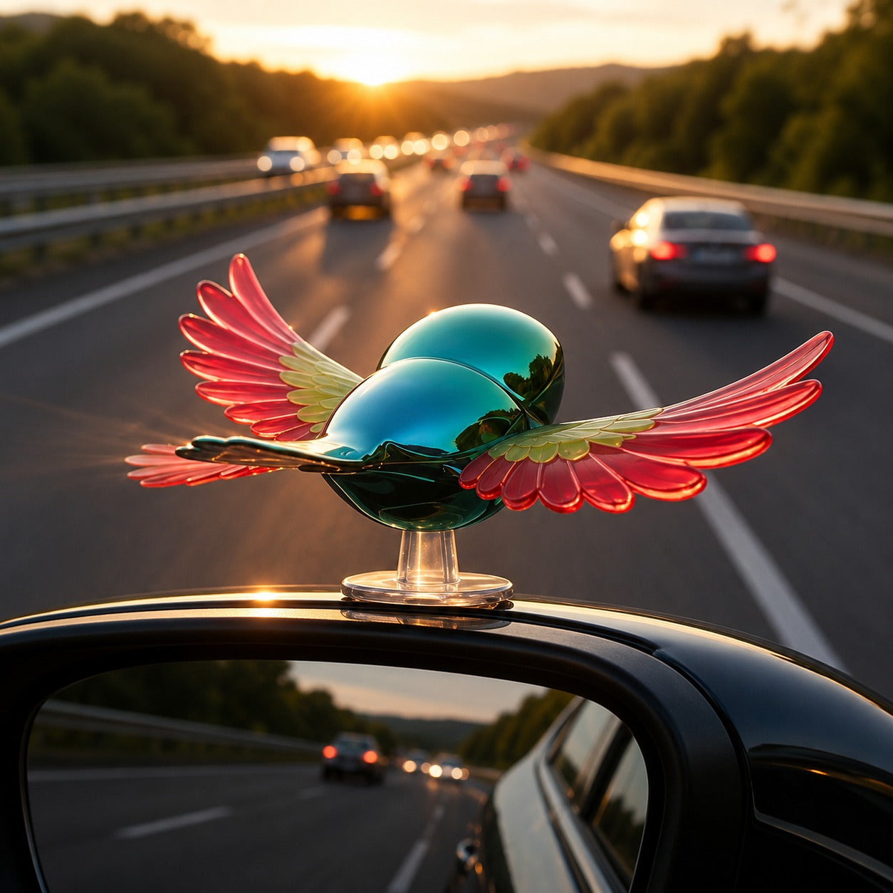 (C-002) (MOQ: 4 Pcs) Auto-Flapping Bird Car Ornament – Dashboard Decor