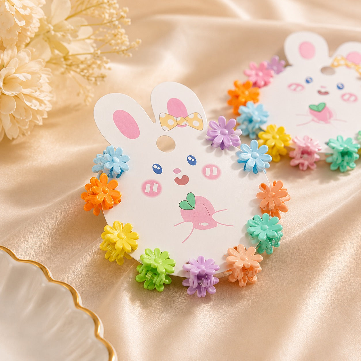 (WA-059) (MOQ: 10 Packs) Cute Bunny Hair Clips (One Clip 1.Rs | One Pack 10.Rs)