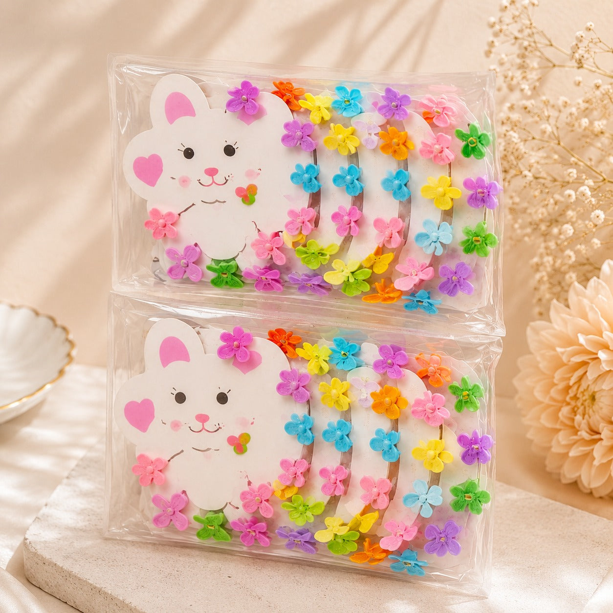 (WA-059) (MOQ: 10 Packs) Cute Bunny Hair Clips (One Clip 1.Rs | One Pack 10.Rs)
