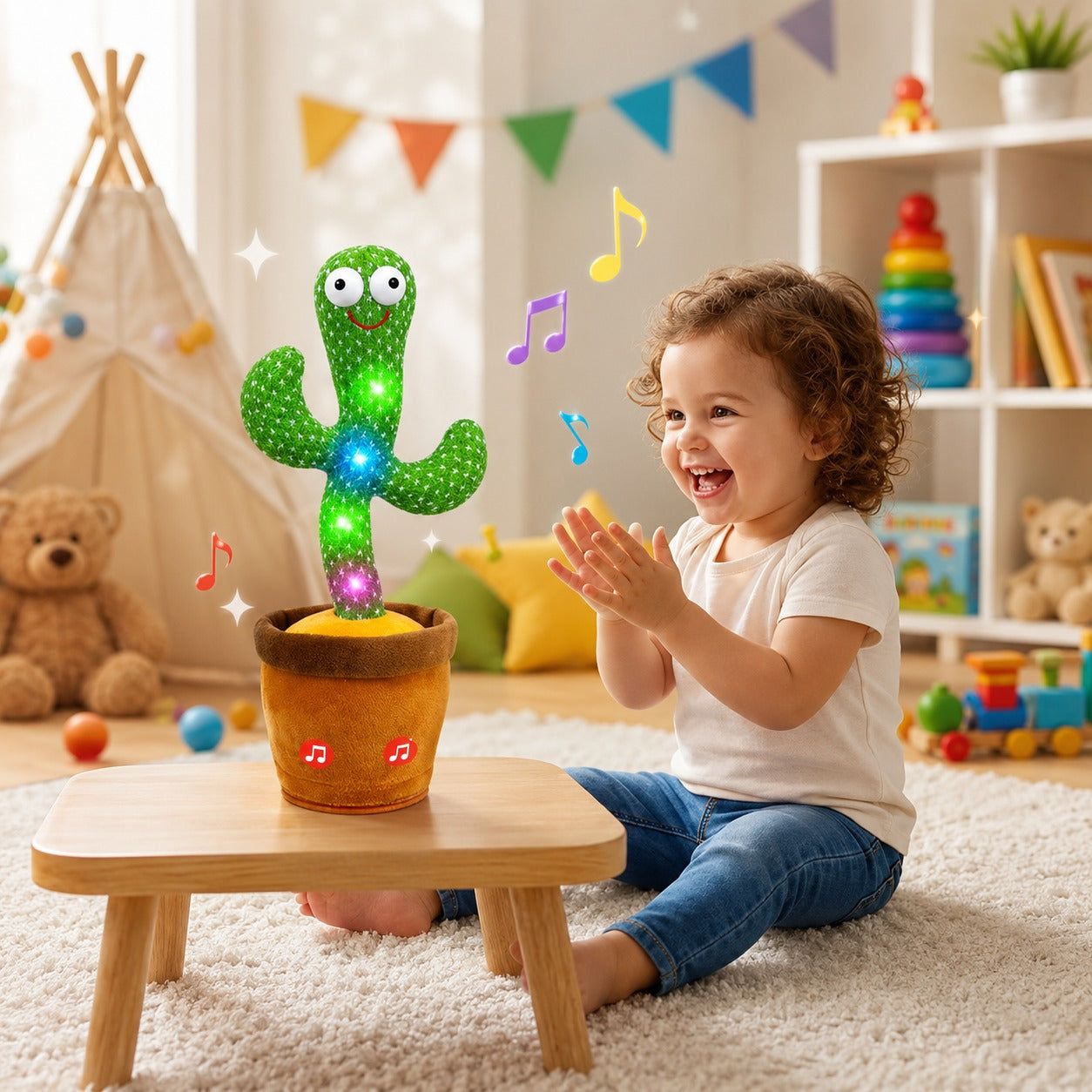 (T-031) Dancing Cactus Talking Toy – Musical Voice Repeating Plush Toy with LED Lights