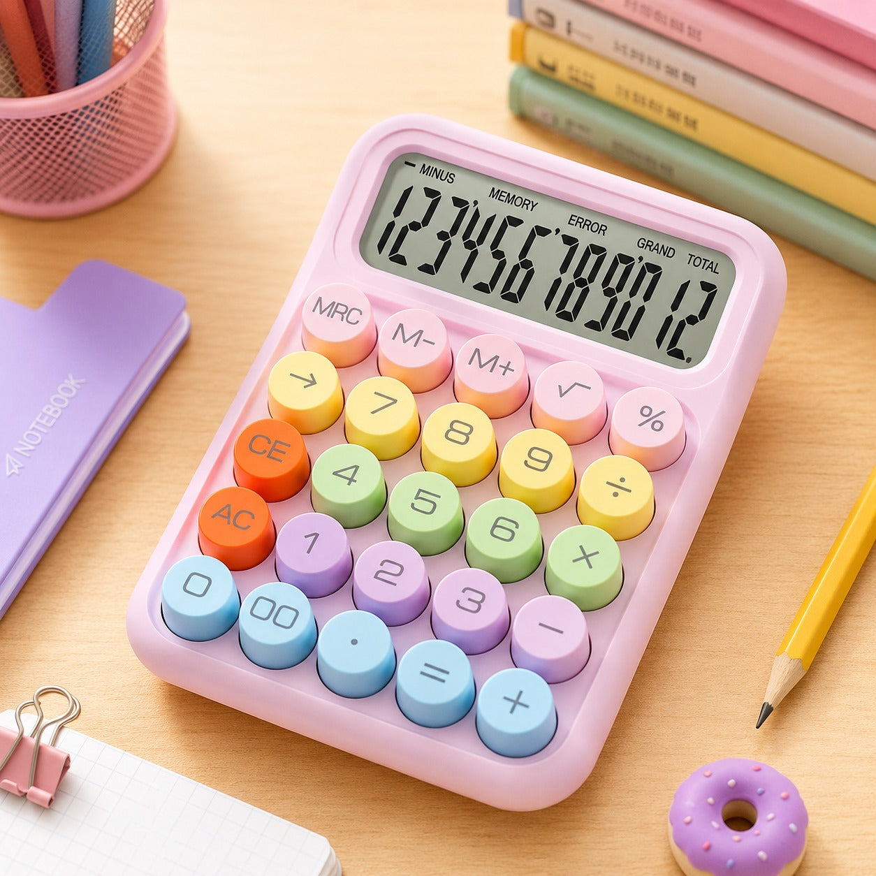 (S-008) Candy Color 12-Digit Desktop Calculator – Big Button Calculator
