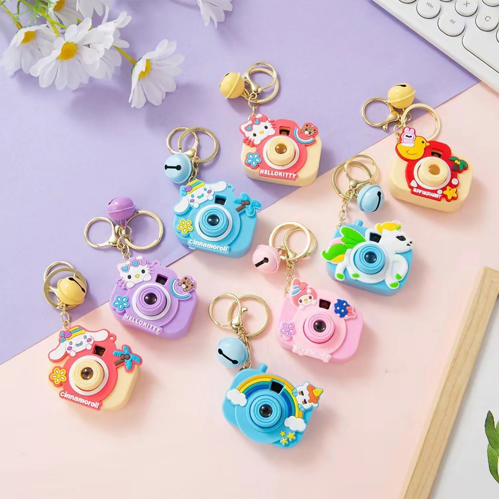 (KC-001) (MOQ: 4 Pcs) Stylish Camara Cartoon Keychain – LED Projection Keyring