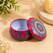 (R-033) (MOQ: 4 Pcs) Mandala Candle Printed Tin Box with Lid – Decorative Metal Container