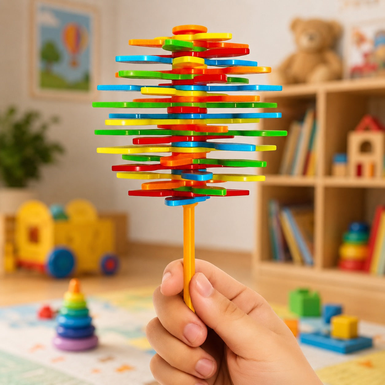 (T-012) (MOQ: 4 Pieces) Spinning Candy Flower Toy – Colorful Rotating Spinner