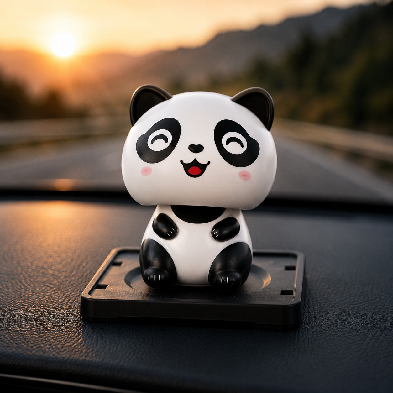 (C-004) Solar Powered Panda Dashboard Toy – Moving Head Car Decor