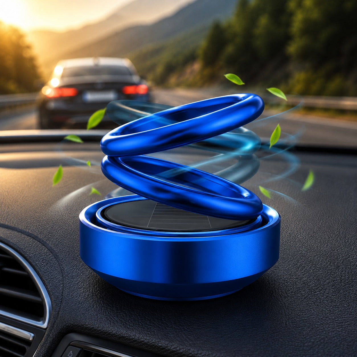 (C-001) Solar Powered Rotating Double Ring Car Perfume