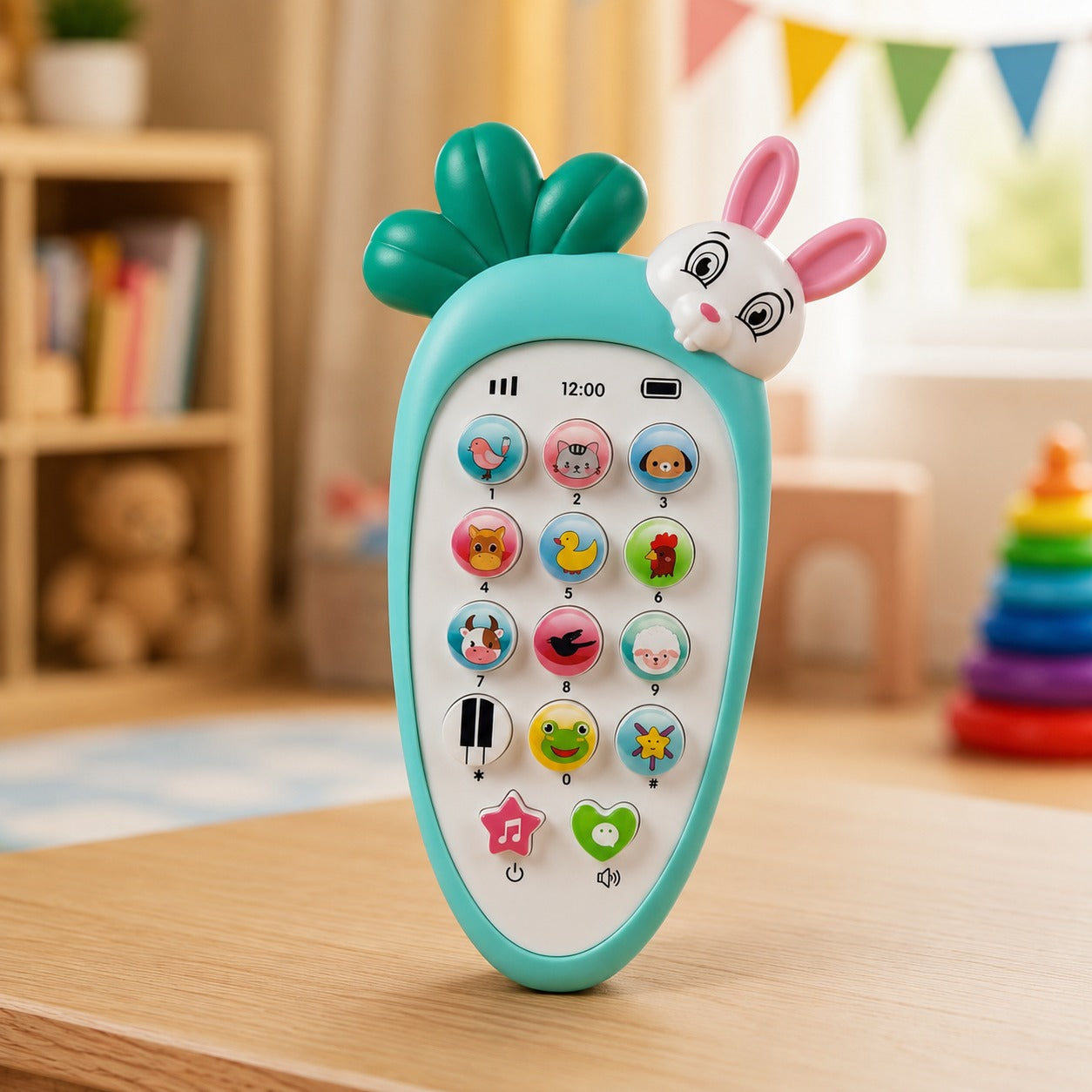 (T-007) Carrot Shape Musical Rabbit Toy Phone for Kids with Light & Sound