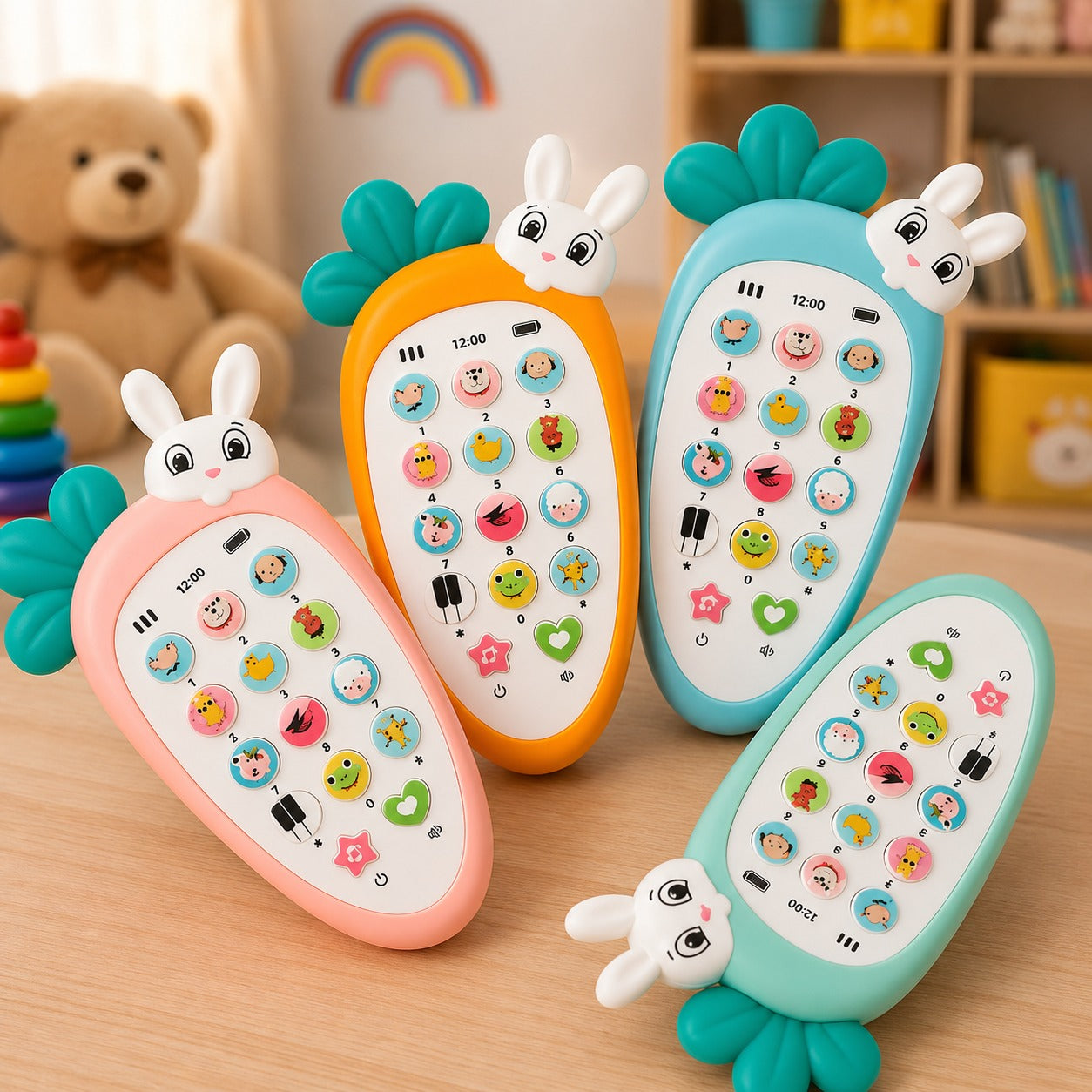 (T-007) Carrot Shape Musical Rabbit Toy Phone for Kids with Light & Sound