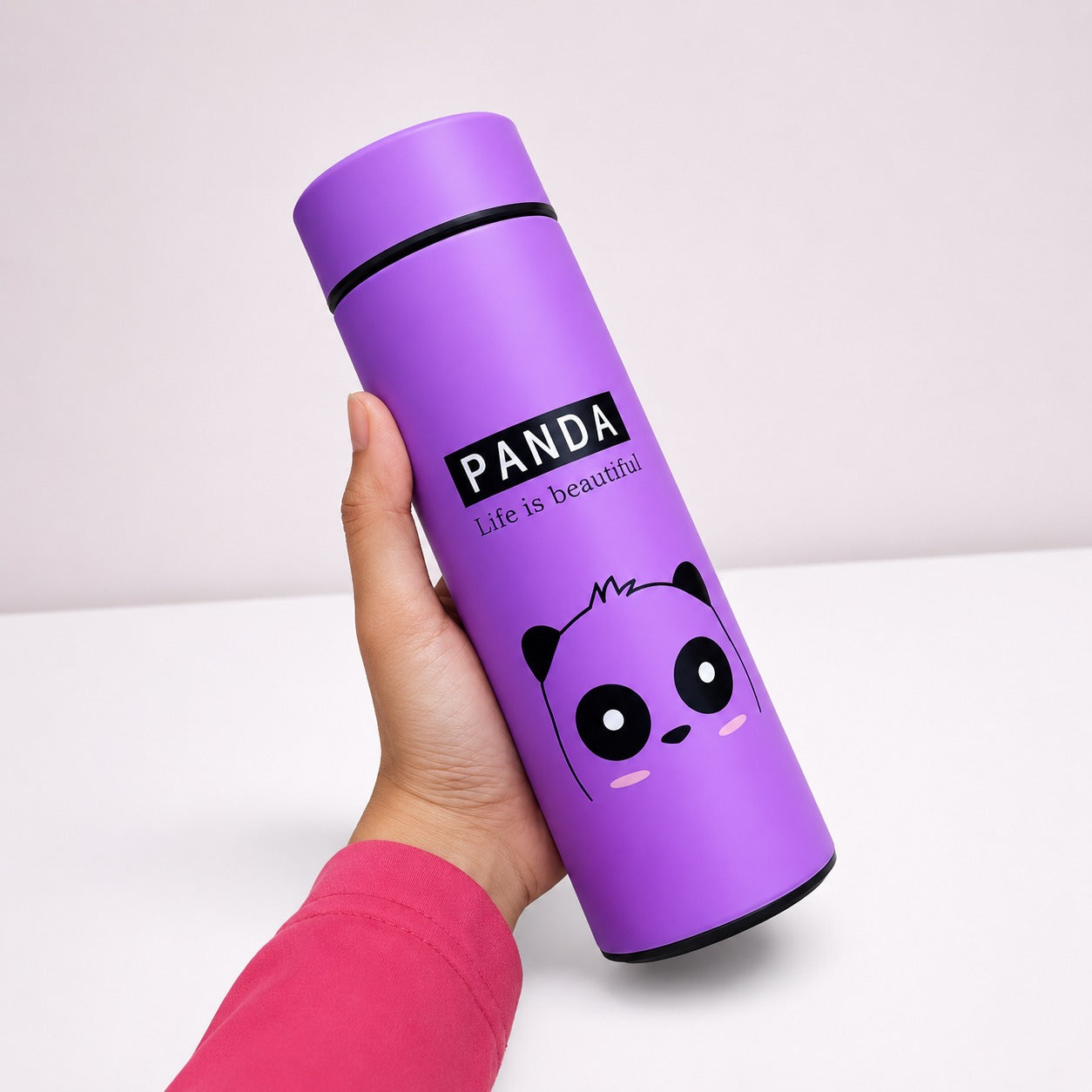 (B-023) (MOQ: 4 Pcs) Animal Face Glass Bottle 400ml – Leak-Proof Water Bottle