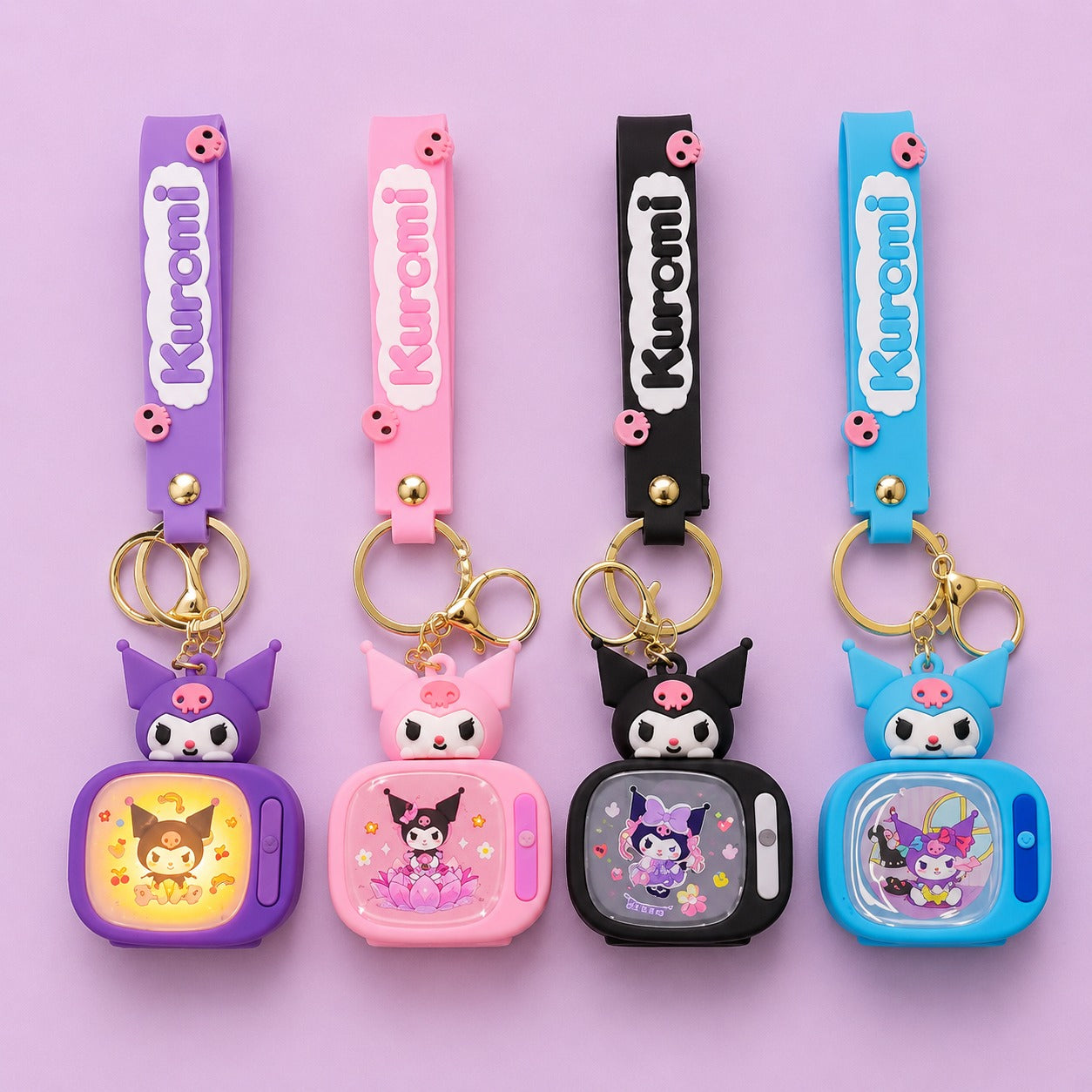 (KC-010) Mix Cartoon Character LED Light Keychain – Mini Glow Key Holder