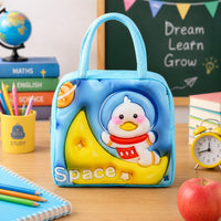 (BA-003) (MOQ: 8 Pcs) 3D Cartoon Animal Print Insulated Lunch Bag for Kids