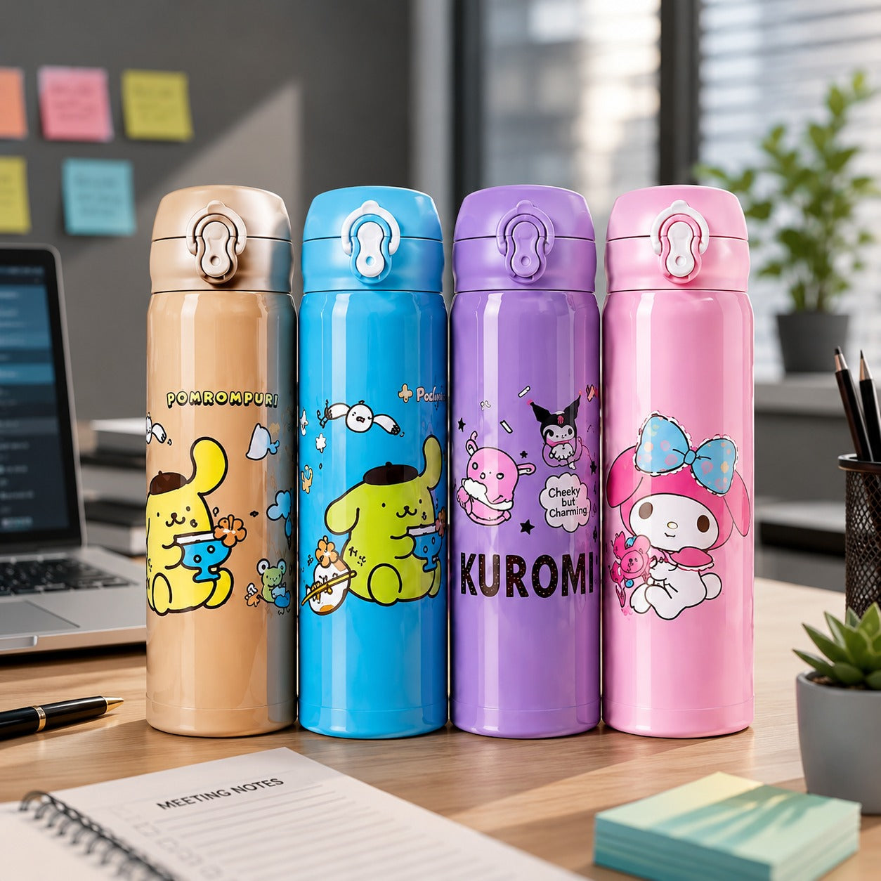 (B-050) Cartoon Character Print Stainless Steel 500 ML Vacuum Insulated Water Bottle