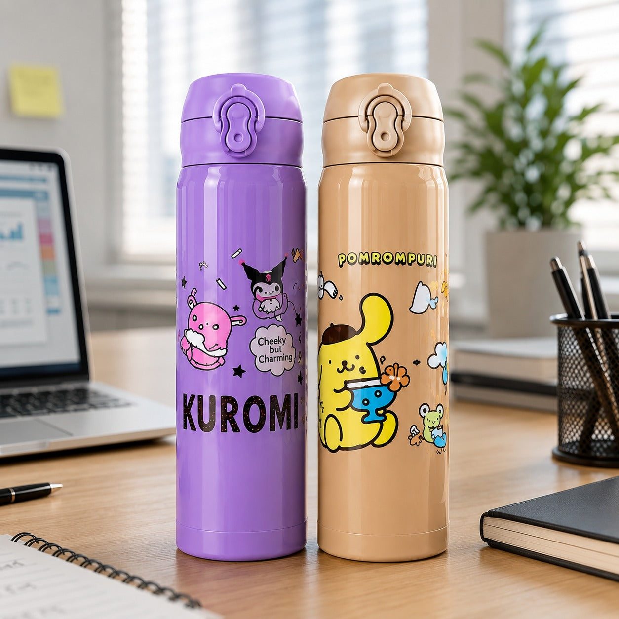 (B-050) Cartoon Character Print Stainless Steel 500 ML Vacuum Insulated Water Bottle