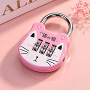 (BA-001) (MOQ: 4 Pcs) Cute Cat Design Cartoon Padlock for Bags & Diaries