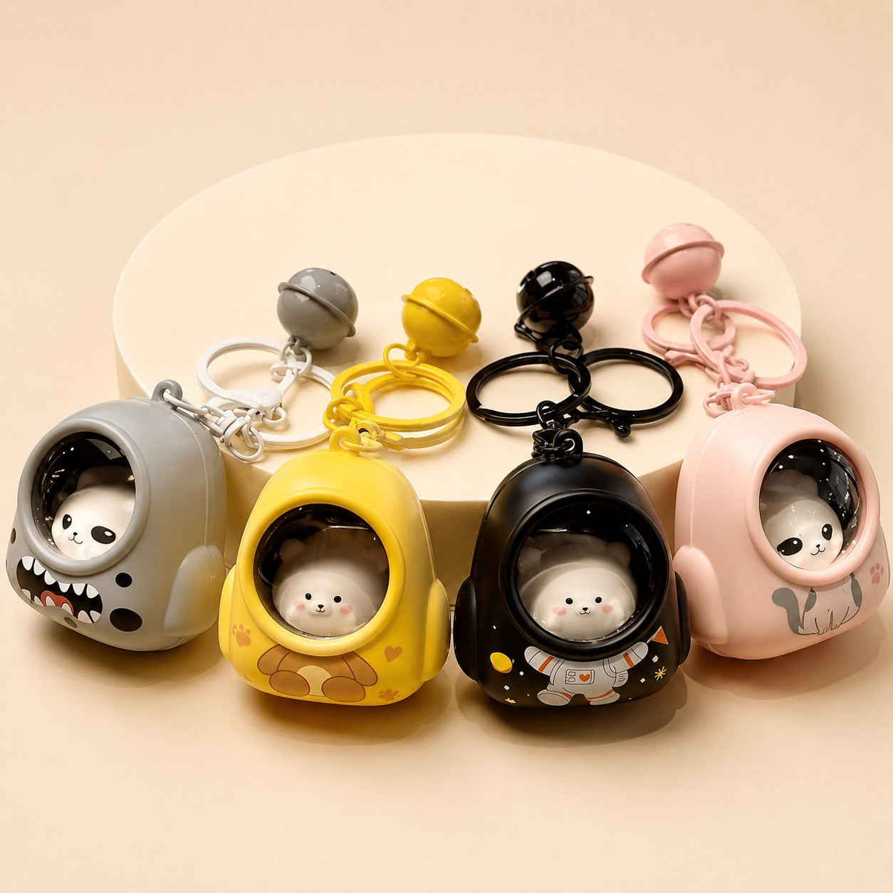 (KC-008) (MOQ: 4 Pcs) Cat Bag Night Light Keychain –Astronaut Key Holder