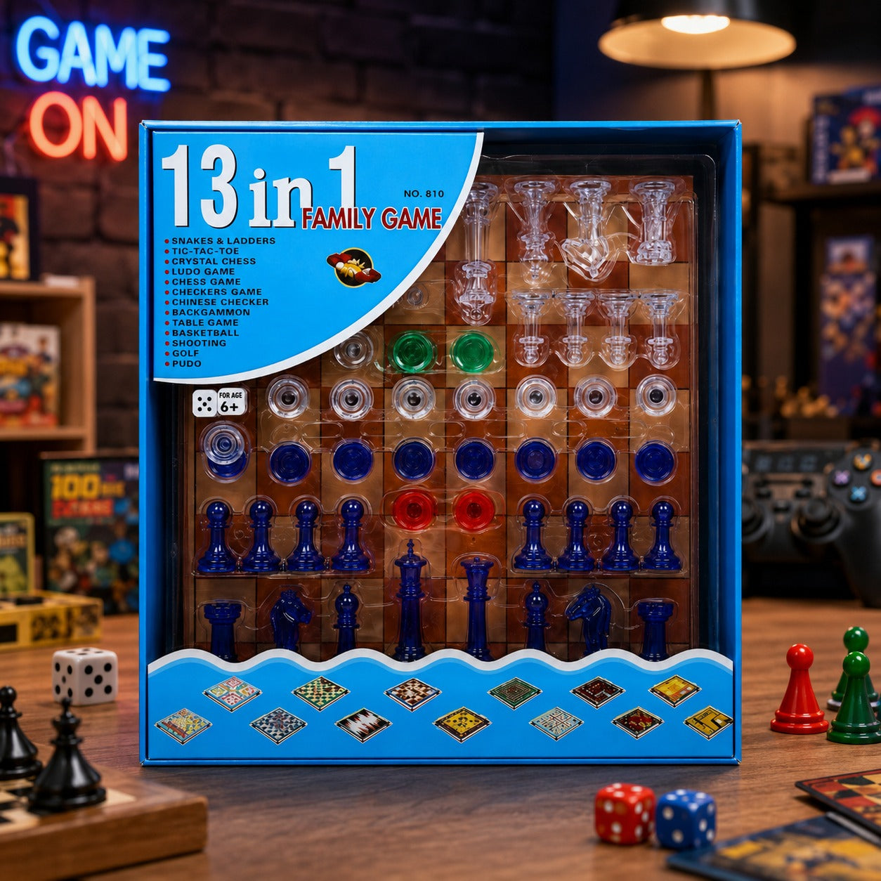 (T-033) 13-in-1 Magnetic Family Board Game Set | Educational Strategy Game