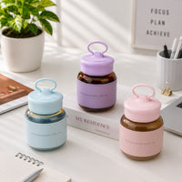 (B-008) (MOQ: 12 Pcs) Mini Cute Chubby Glass Cup 300ml with Handle & Cover