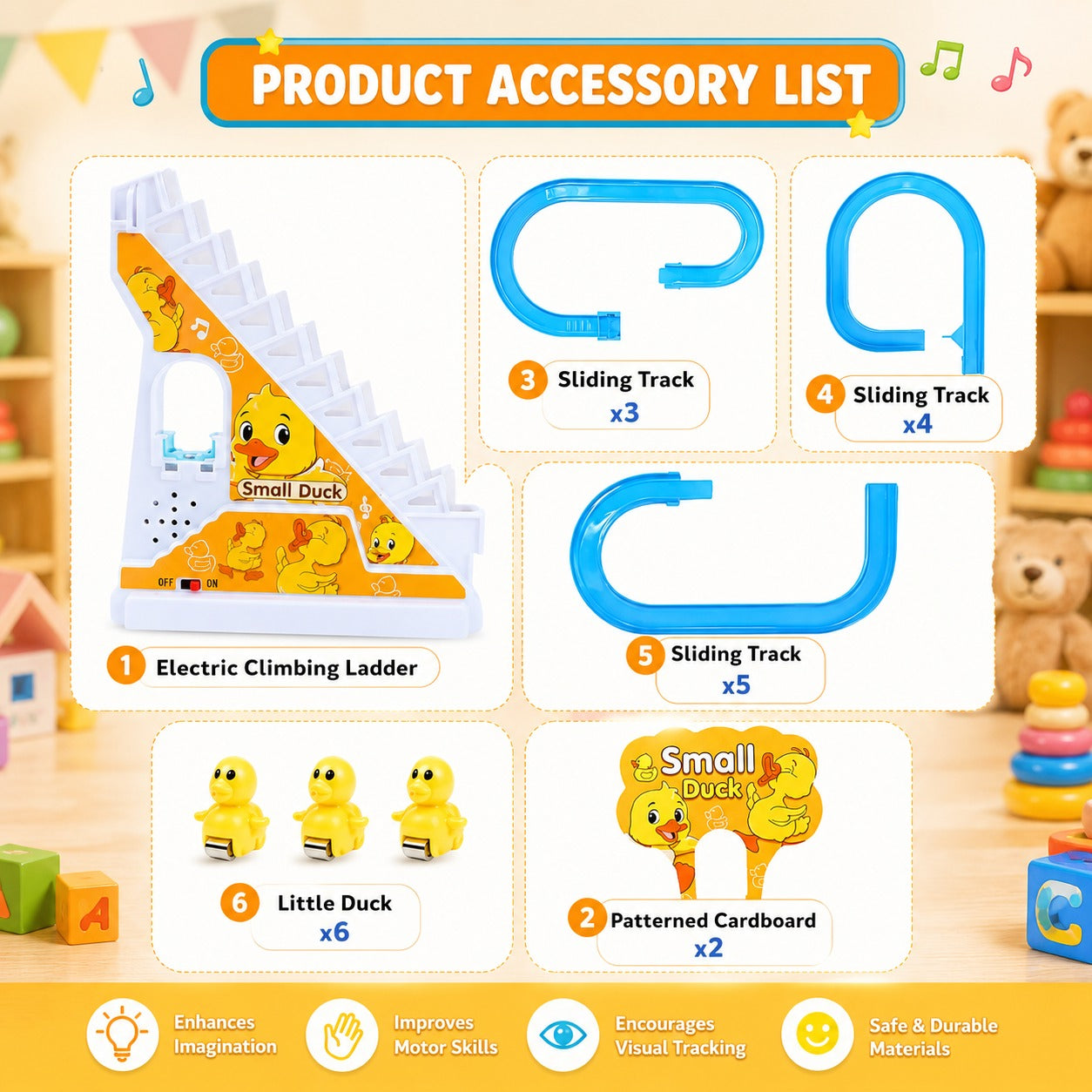 (T-032) Small Duck Track Circus | Automatic Climbing Duck Slide with Music & LED Lights