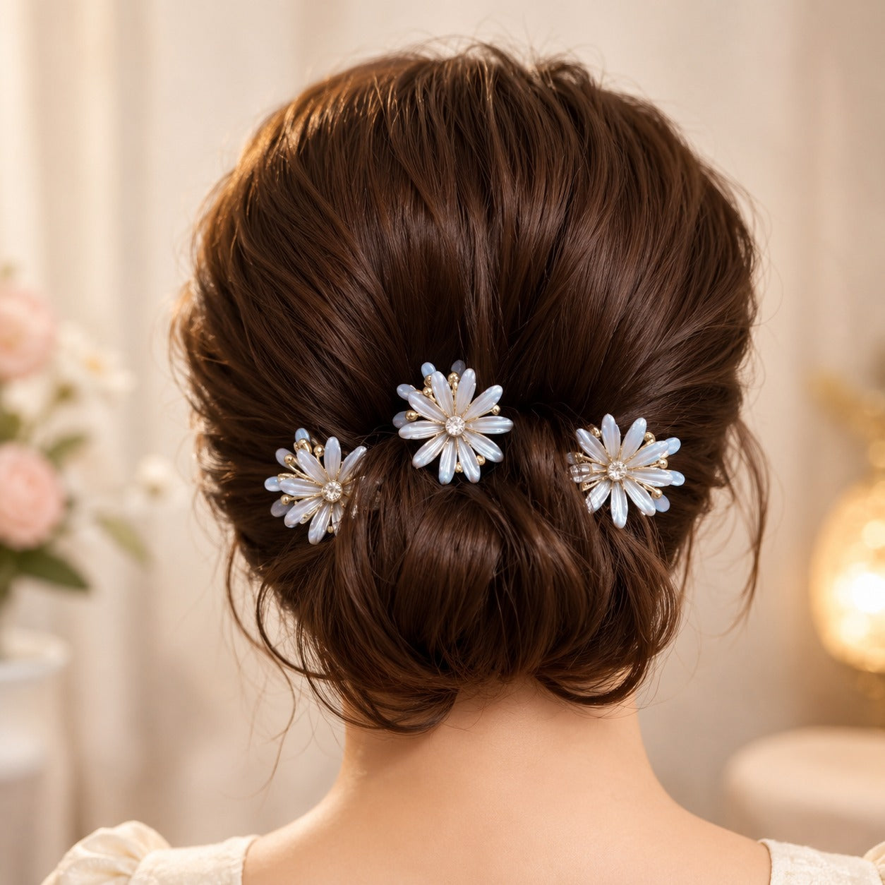 (WA-003) Crystal Floral Hair Claw Clips – Multicolor (Pack of 12) | Per Piece - 20 Rs