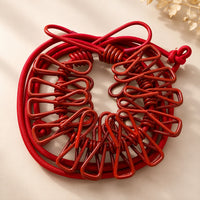 (HL2) (MOQ: 4 Pcs) Portable Clothes Drying Rope with Hooks & Clips