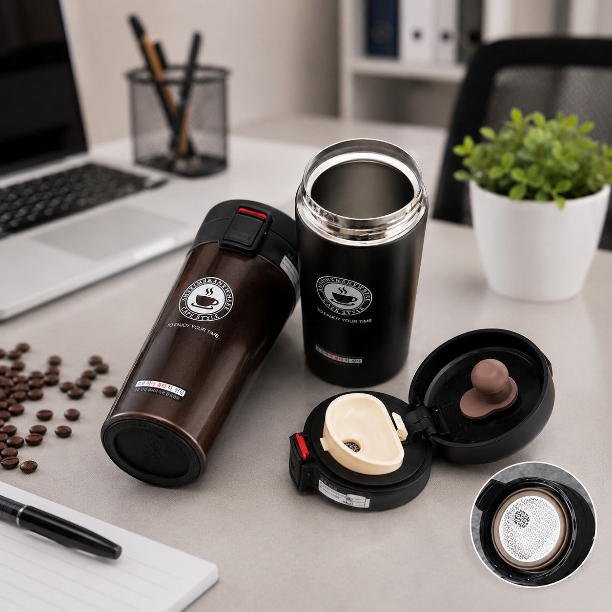 (B-051) Vacuum Insulated Stainless Steel 380ML Coffee Cup – Double Wall Travel Mug