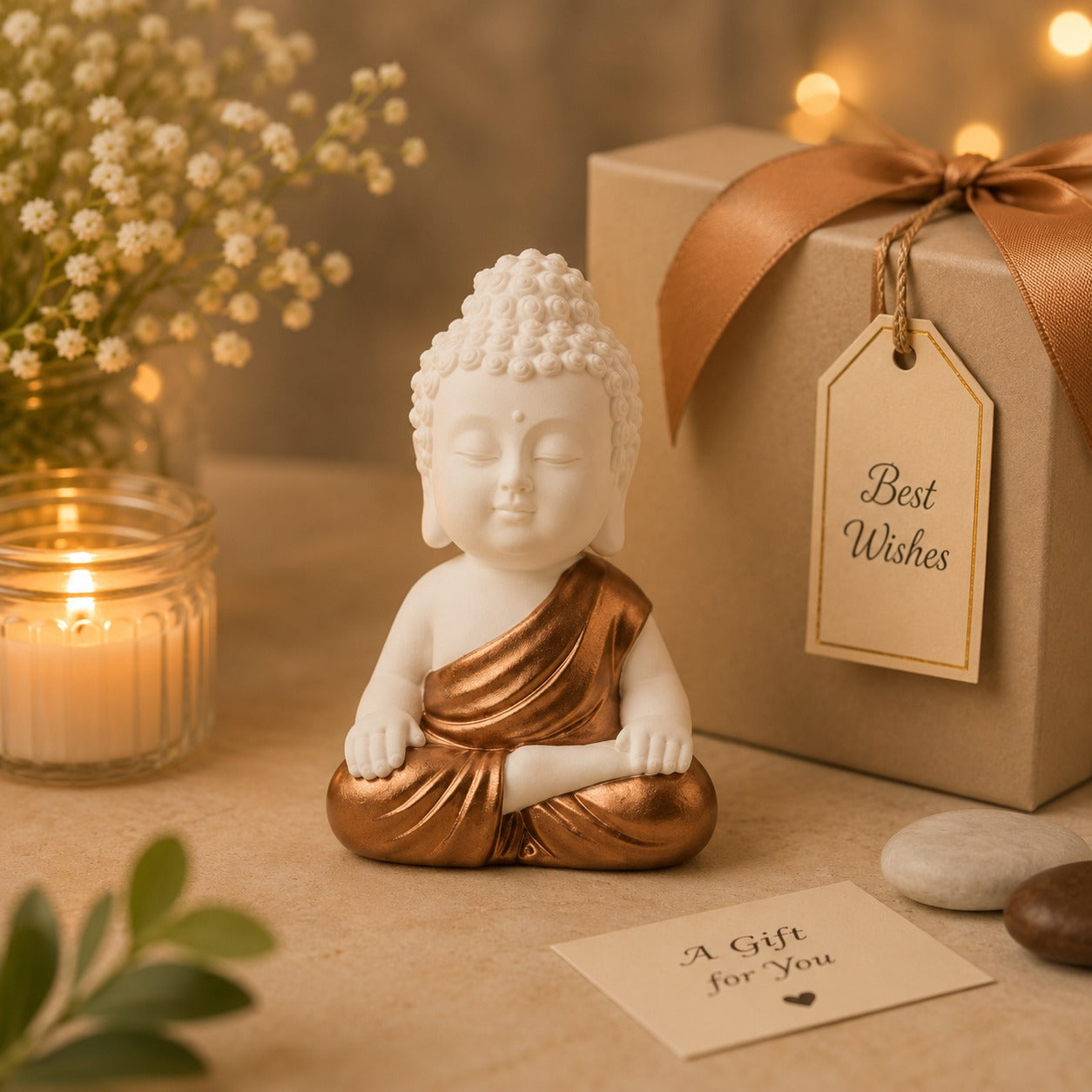 (G-033) Resin Little Baby Monk Buddha Showpiece for Décor (Pack Of 4)
