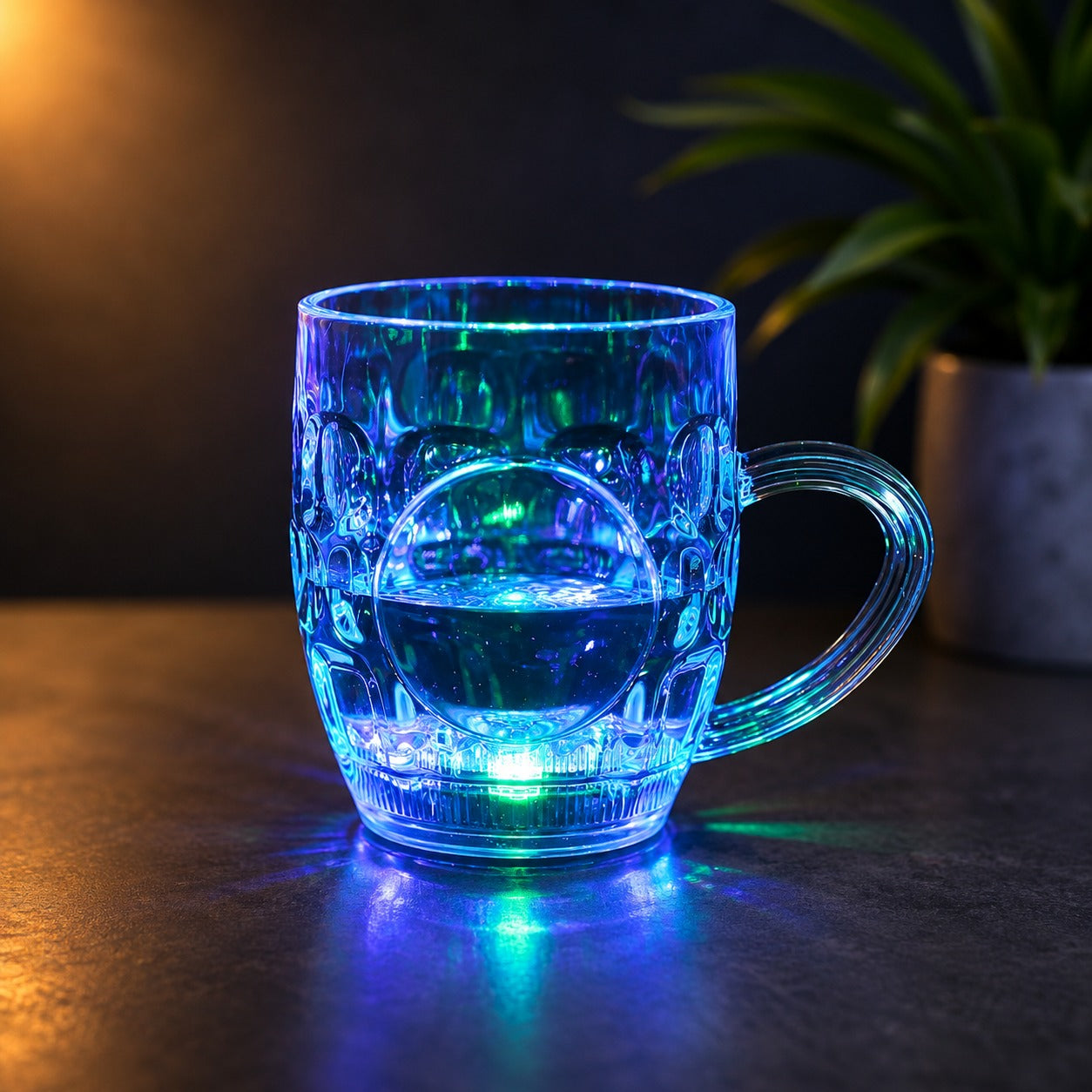 (G-050) LED Color-Changing Transparent Glass Mug – Glowing Light Cup