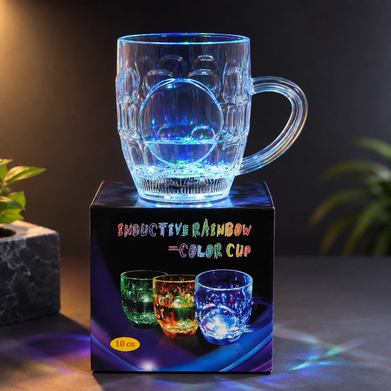 (G-050) LED Color-Changing Transparent Glass Mug – Glowing Light Cup