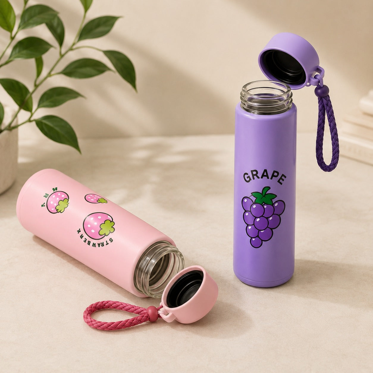 (B-045) (MOQ-4 Pcs) Korean Coolers Glass 400ML Water Bottle