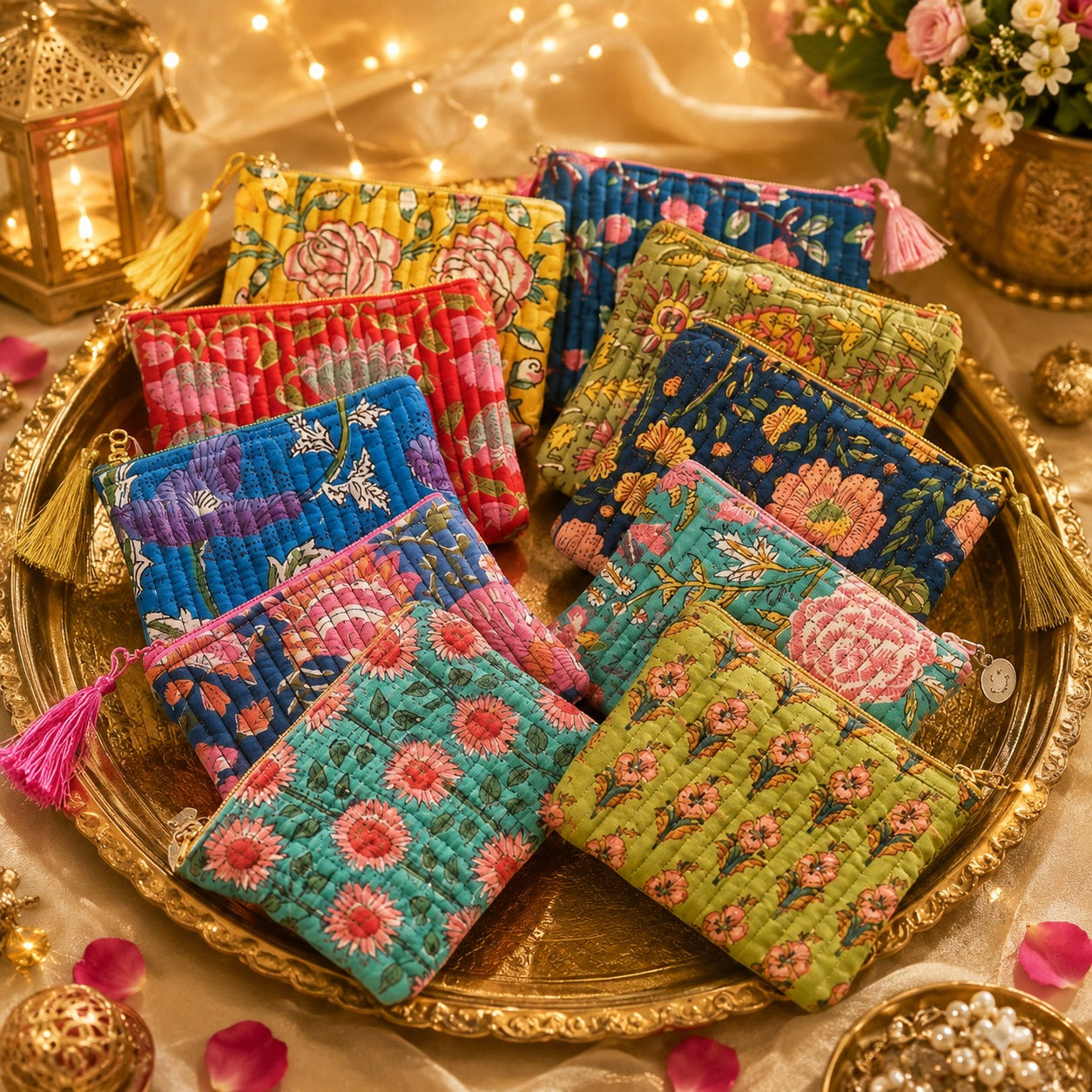 (R-013) (MOQ: 10Pcs) Cotton Zip Pouches for Gifts, Jewelry & Daily Use