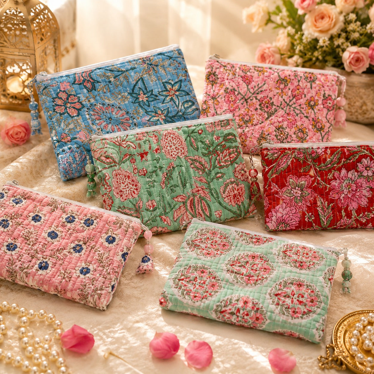 (R-013) (MOQ: 10Pcs) Cotton Zip Pouches for Gifts, Jewelry & Daily Use