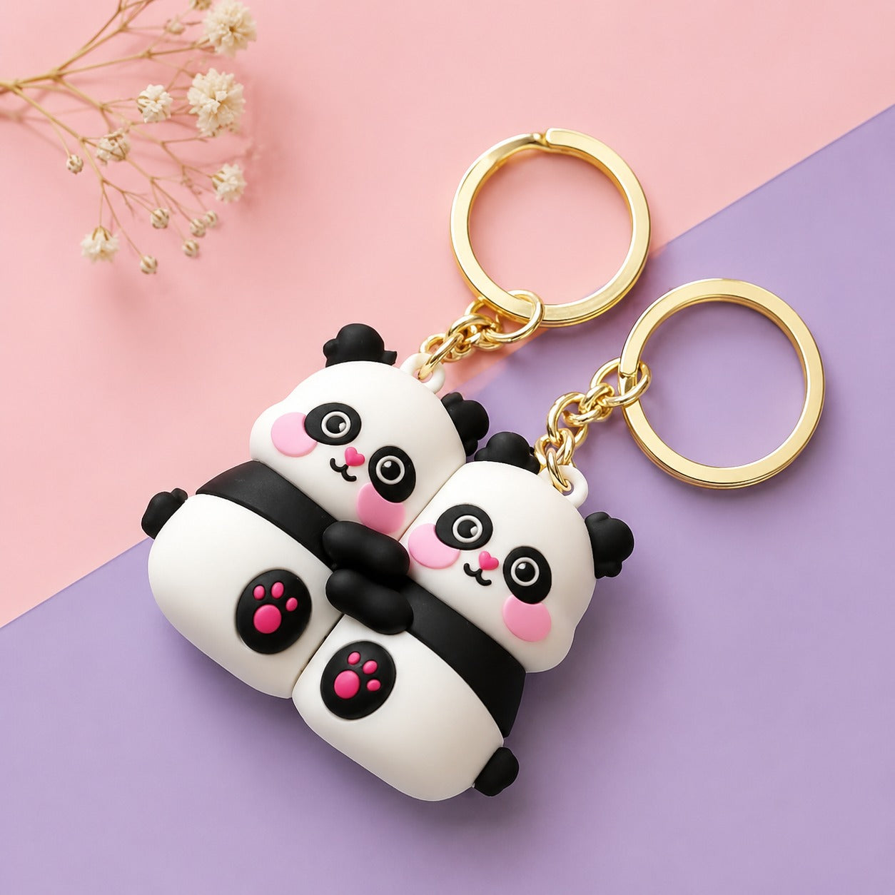 (KC-009) (MOQ: 4 Pcs) Cute Couple Cartoon Magnetic Keychain