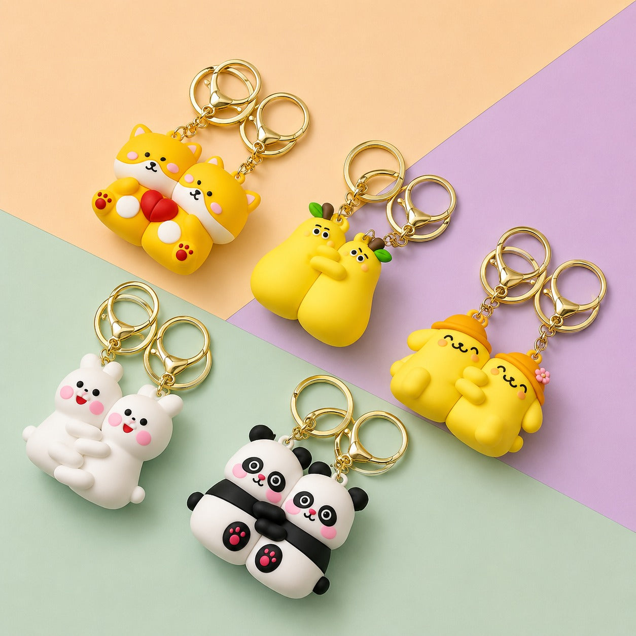 (KC-009) (MOQ: 4 Pcs) Cute Couple Cartoon Magnetic Keychain