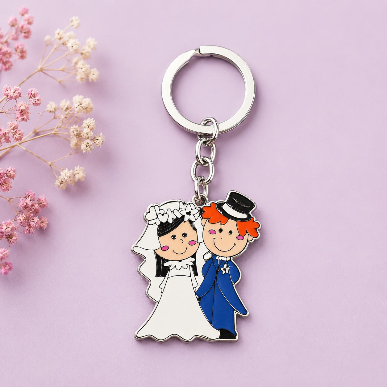 (KC-011)  (MOQ: 4 Pcs) Cute Couple Keychain – Adorable Matching Key Holder