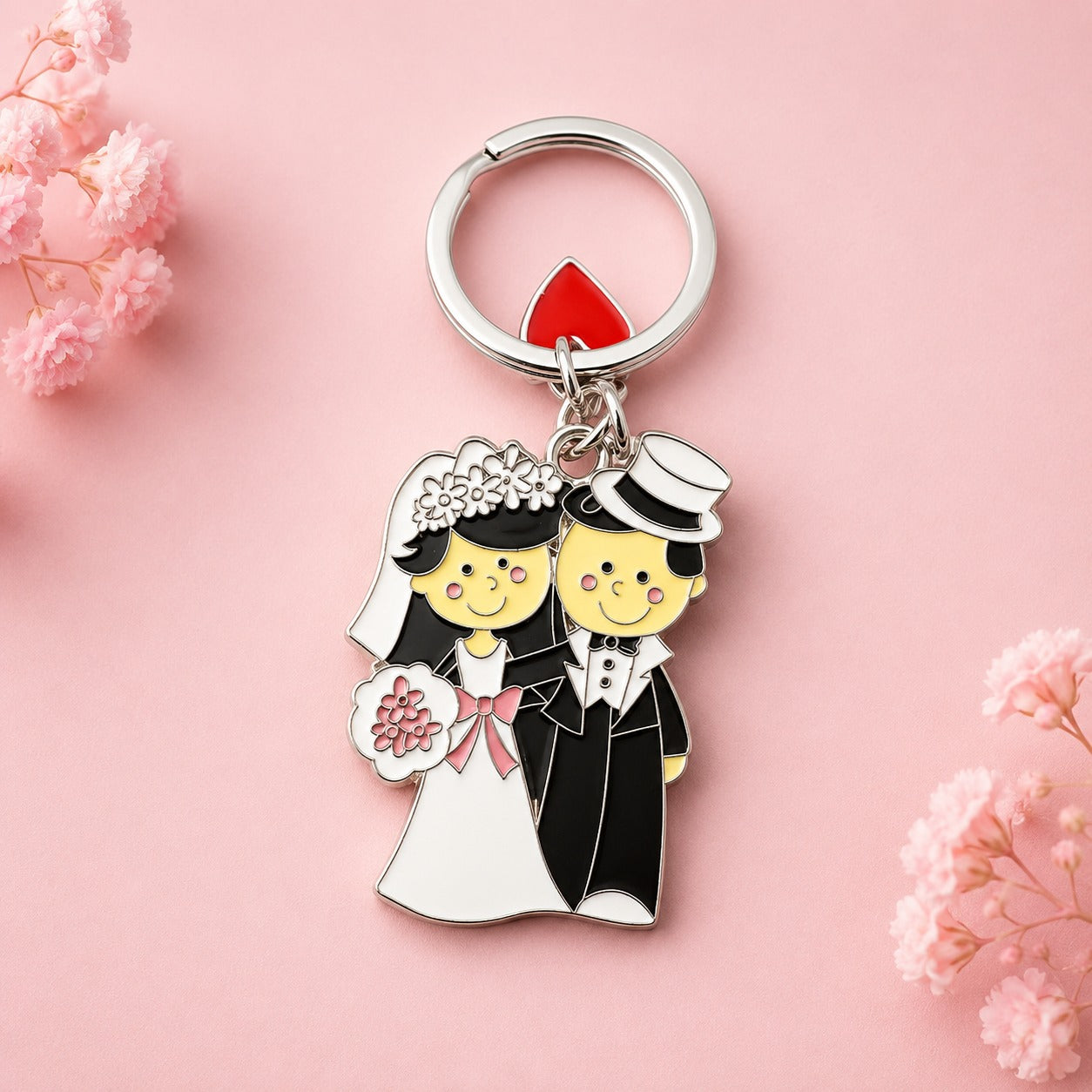 (KC-011)  (MOQ: 4 Pcs) Cute Couple Keychain – Adorable Matching Key Holder