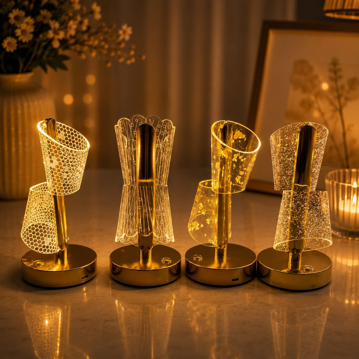 (LI-020) Creatice Table LED Night Lamp – Rechargeable Decorative Bedside Lamp